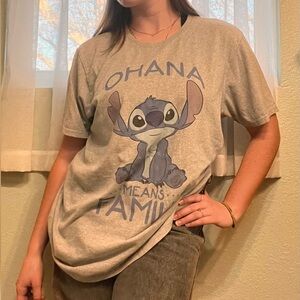 Disney Gray Ohana Stitch Graphic Tee - Blue Stitch